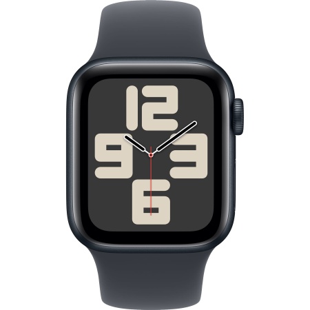 Apple Watch SE 2024, 40 мм, корпус из алюминия цвета «тёмная ночь», ремешок Sport Band цвета «тёмная ночь», размер S/M (MXE73)