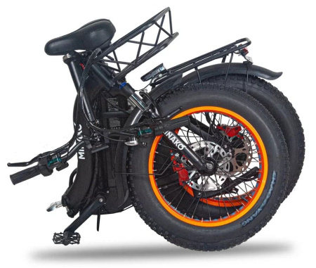 Электровелосипед Minako F11 черный с оранжевыми колесами