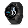 Garmin Venu 4 45 мм, тёмно-серый Slate, ремешок чёрный силиконовый: основной циферблат, русская адаптация