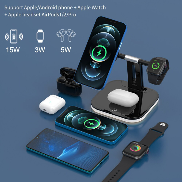 Беспроводная зарядная станция 4 in 1 Wireless Charging 25W черный