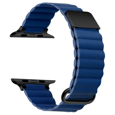 Ремешок кожаный Leather Loop Ultra для Apple Watch 42/44/45/49 мм, 235мм, на магните, синий