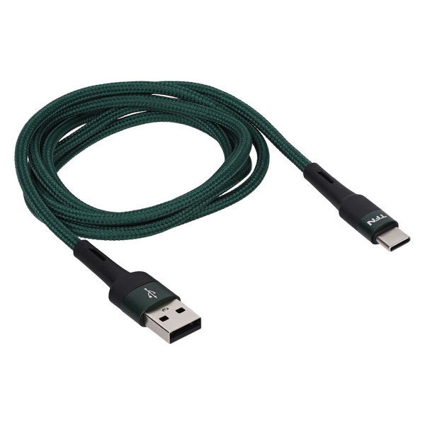 Кабель USB - TypeC, нейлон, 1.2м. Цвет:зеленый (TFN, TFN-C-ENV-AC1MGRN)