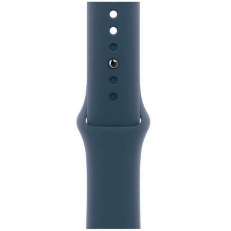 Apple Watch Series 9, 41 мм, корпус из алюминия серебристого цвета, спортивный ремешок цвета «грозовой синий», размер S/M
