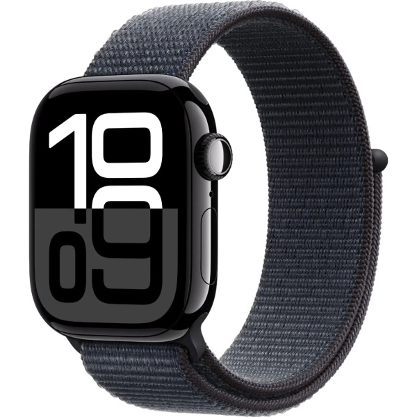 Apple Watch Series 10 GPS 42mm Jet Black Aluminum Case with Ink Sport Loop (MWWR3)