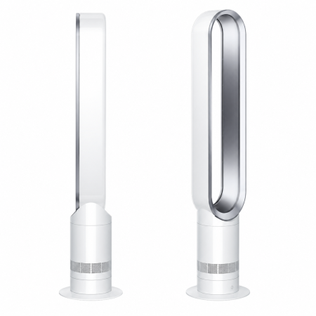 Вентилятор Dyson Cool AM07 White/Silver (Корея) — профиль и задний ракурс на белом фоне