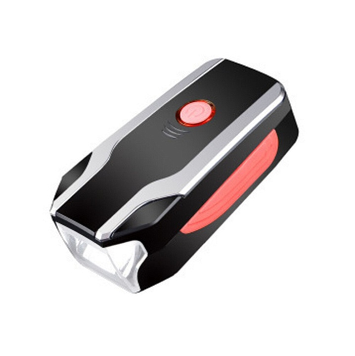 Велосипедный фонарь-звонок 3 режима с креплением на трубу 250 LM 1200 mAh (зарядка microUSB) Черно-красный 2599