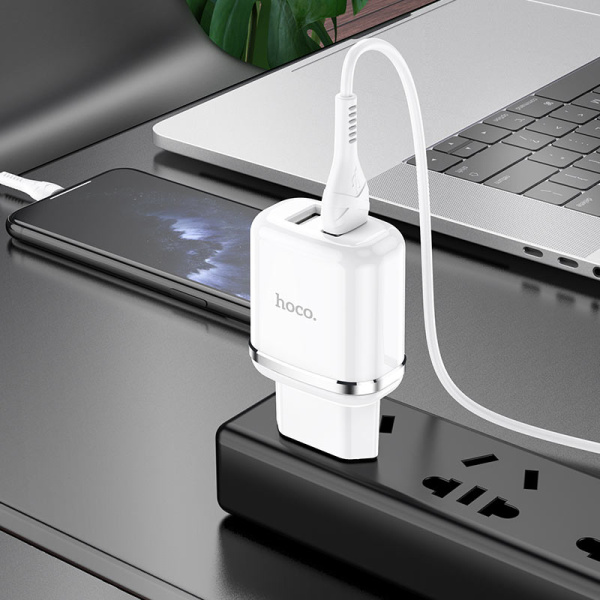 Зарядное устройство HOCO N4 Aspiring 2*USB + Кабель USB-Lightning (Белый)