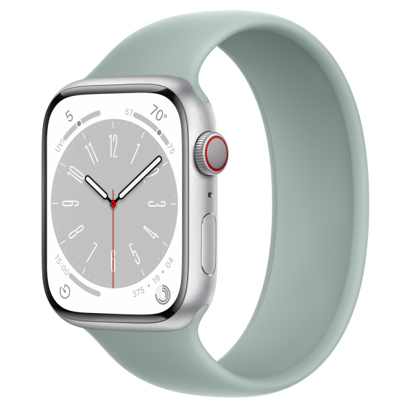 Смарт-часы Apple Watch S8, 41 mm, корпус из алюминия серебристого цвета, ремешок цвета «Succulent»