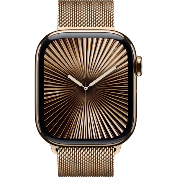 Apple Watch Series 10 GPS + Cellular 42mm Gold Titanium Case with Gold Milanese Loop (MX083)