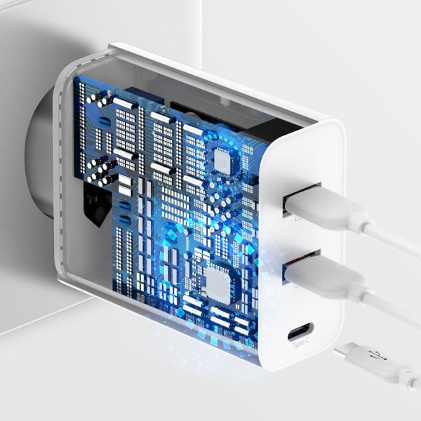 Сетевое зарядное устройство 60W Baseus PPS Three Output Quick Charger (C+U+U) 60W CCFS-G02 белый