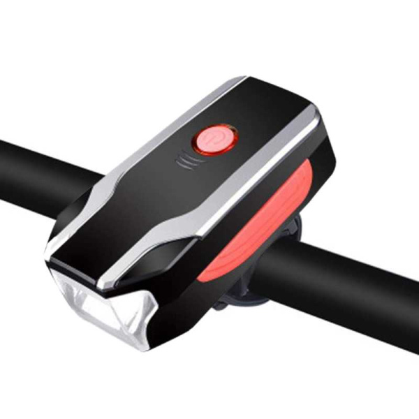 Велосипедный фонарь-звонок 3 режима с креплением на трубу 250 LM 1200 mAh (зарядка microUSB) Черно-красный 2599