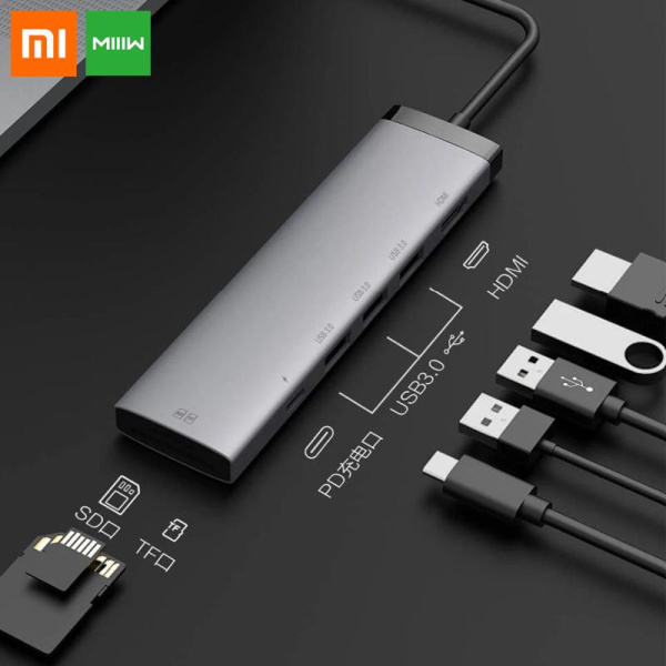 Адаптер Xiaomi MIIIW 7 in 1 USB-C 4K HDMI HD дисплей/100W USB-C PD3.0 Power Delivery 3 USB 3,0/SD