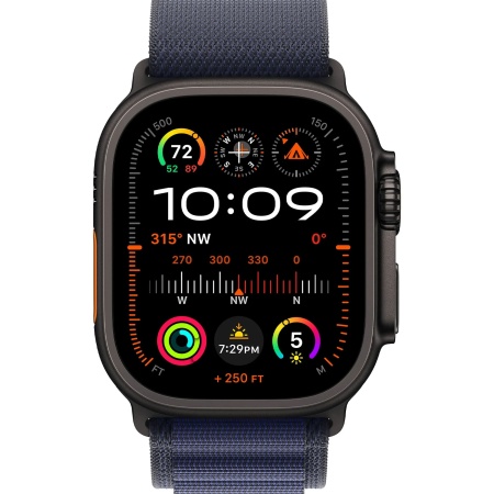 Apple Watch Ultra 2 (2024) 49mm Black Titanium Case with Navy Alpine Loop Medium