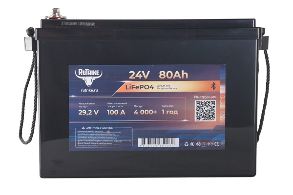 Аккумуляторная батарея литиевая Rutrike LiFePO4 (24V/80Ah/100A BT)