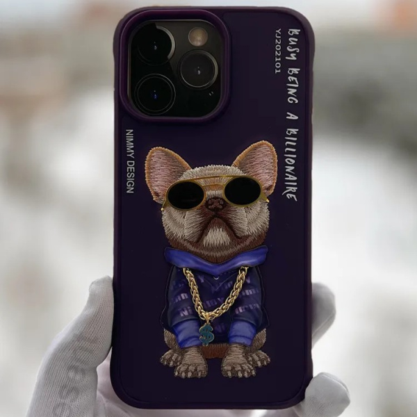 Чехол накладка Nimmy Case для iPhone 14 Pro Max Фиолетовый с собакой