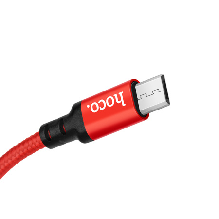 Кабель USB HOCO X14 Times speed, USB - MicroUSB, 2А, 2 м, красный+черный