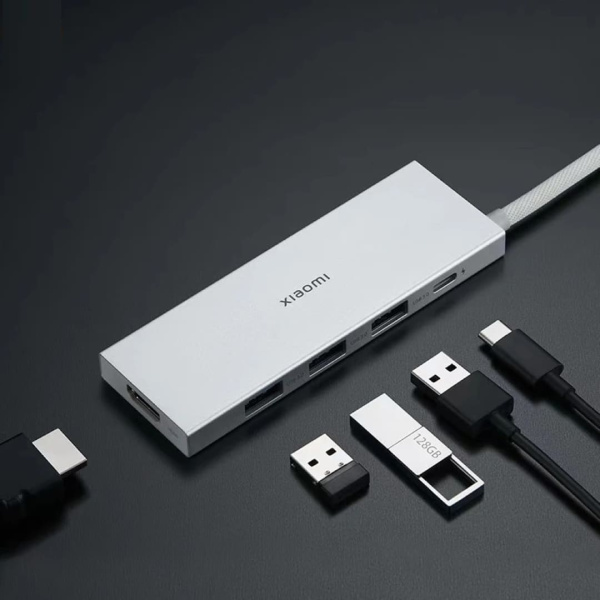 Хаб Xiaomi 5 в 1 с USB Type-C USB3.0 HDMI 4K (XMDS05YM)