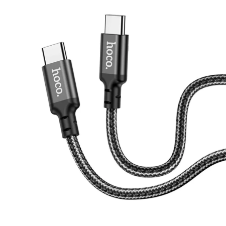 Кабель Hoco X14 Double Speed, USB-C → USB-C, PD 60 Вт, 3 А, 1 м, нейлоновая оплётка, чёрный