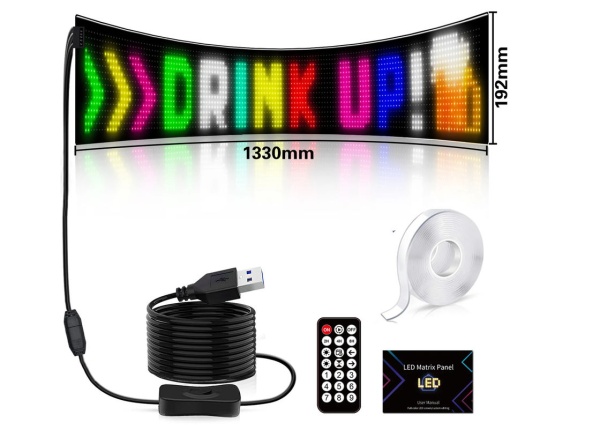 Гибкий LED-экран YM-16144LD 16×144 (133 × 19,2 см), Bluetooth