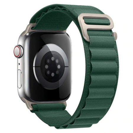 Ремешок нейлоновый Alpine Loop для Apple Watch 42/44/45/49 мм, 235мм, на застежке, темно-зеленый
