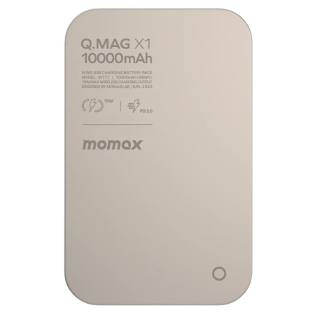 Внешний аккумулятор Momax Q.Mag X1 Magnetic 10000 mAh, Natural Titanium