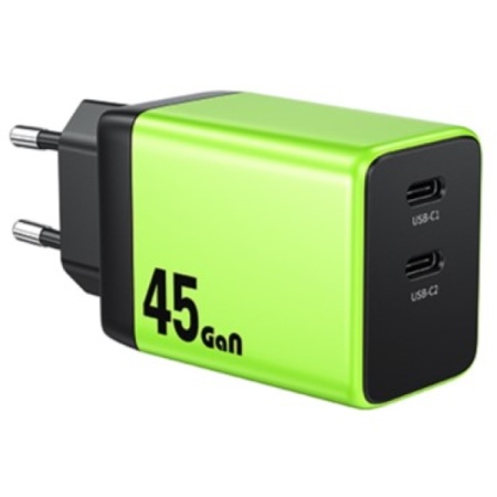 Сетевое зарядное устройство WEKOME WP-U33 GaN 45W Green