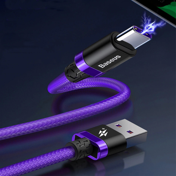 Кабель BASEUS Purple Ring HW USB Type-C 4А 1м (CATZH-A05) Фиолетовый