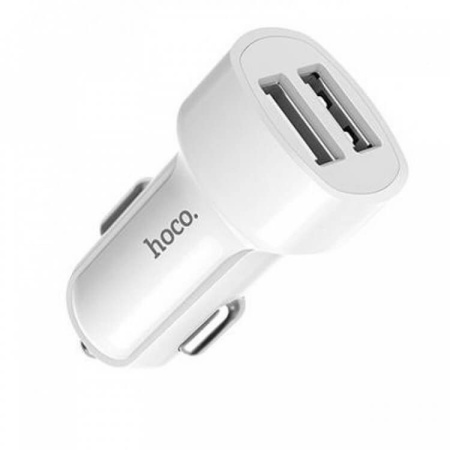 Автомобильное зарядное устройство HOCO Z2A 2*USB + Кабель USB-Lightning 2.4A (Белый)