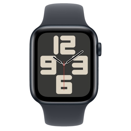 Apple Watch SE 2024, 44 мм, корпус из алюминия цвета «тёмная ночь», ремешок Sport Band цвета «тёмная ночь», размер S/M (MXEJ3)