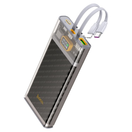 Серый Hoco J104: встроенные кабели USB-C и Lightning, корпус и дисплей