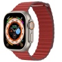 Ремешок кожаный Leather Loop для Apple Watch 42/44/45/49 мм, 225мм, на магните, бордовый