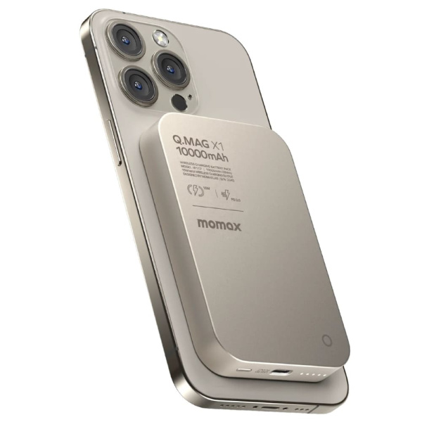 Внешний аккумулятор Momax Q.Mag X1 10000 mAh, Natural Titanium