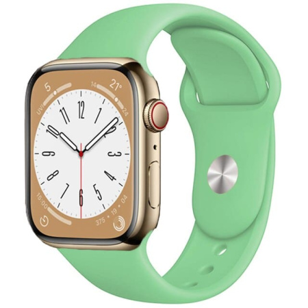 Ремешок силиконовый Sport для Apple Watch 38/40/41 мм, 225мм, на кнопке, бледно-зеленый