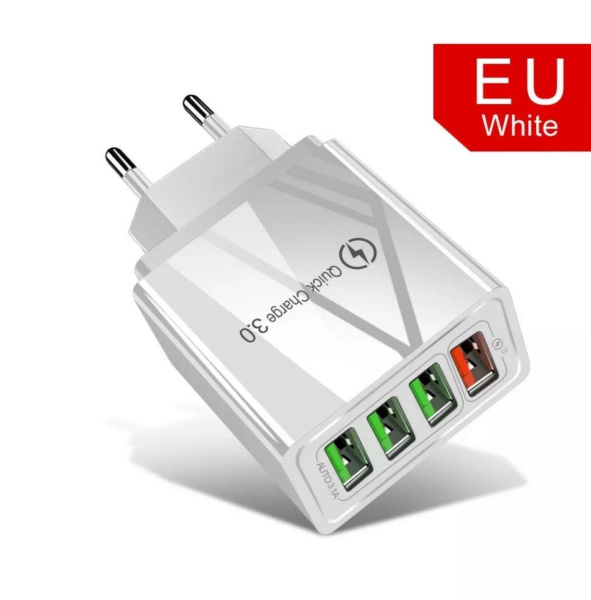 Сетевое зарядное устройство EU QC 3.0 (4 USB) White