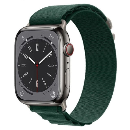 Ремешок нейлоновый Alpine Loop для Apple Watch 42/44/45/49 мм, 235мм, на застежке, темно-зеленый