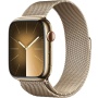 Apple Watch Series 9, 45 mm, корпус из нержавеющей стали золотого цвета, миланский сетчатый ремешок золотого цвета