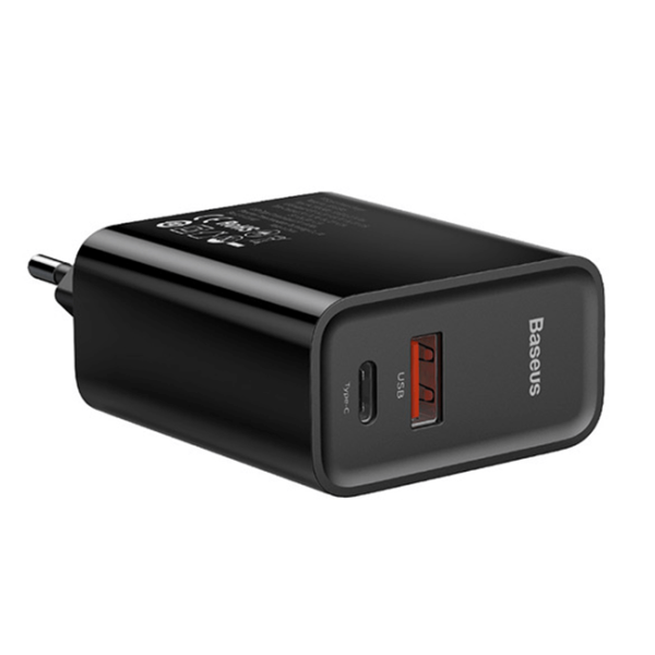 Сетевое зарядное устройство быстрое PD 3.0+QC 4+ USB+USB Type-C Baseus Speed PPS 30W - Черное (CCFS-C01)