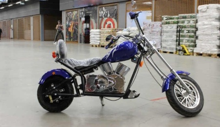 Электромотоцикл GreenCamel Chopper C100, 60V 1000W R12 синий