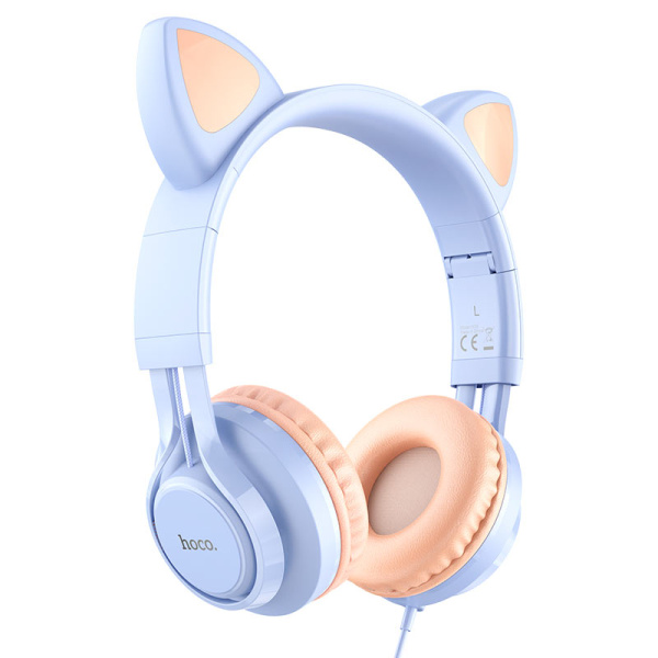 Проводные наушники Hoco W36, Cat ear (синие)