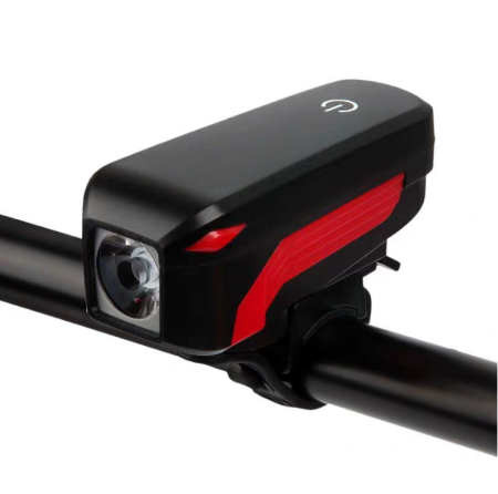 Велосипедный фонарь-звонок 4 режима с креплением на трубу 350 LM 2000 mAh (зарядка microUSB) Черно-красный 7599