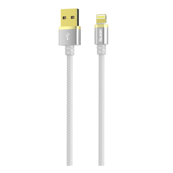 Кабель OLMIO DELUXE, USB 2.0 - lightning, 1м, 2.1A, белый