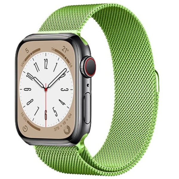 Ремешок миланcкий из нержавеющей стали Milanese Loop для Apple Watch 42/44/45/49 мм, 255мм, на магните, салатовый