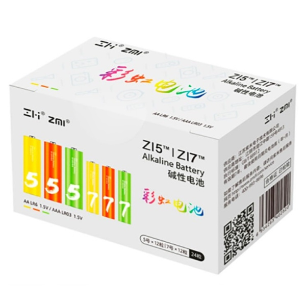 Батарейки алкалиновые Xiaomi ZMI Rainbow ZI5/ZI7 (12шт.АА+12шт.ААА)