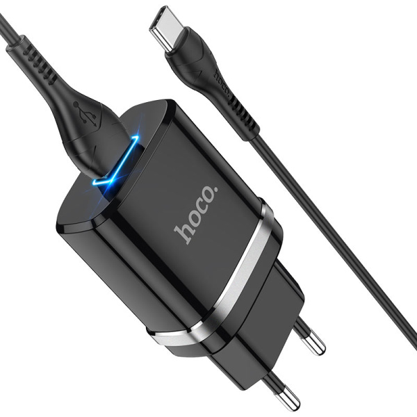 Зарядное устройство HOCO N1 Ardent USB + USB-Type-C 2.4A Черный