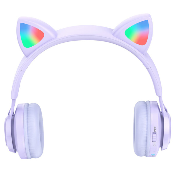 Беспроводные наушники HOCO W39 Cat ear, Bluetooth 5.3, TF, AUX, 400 мАч (Пурпурный)