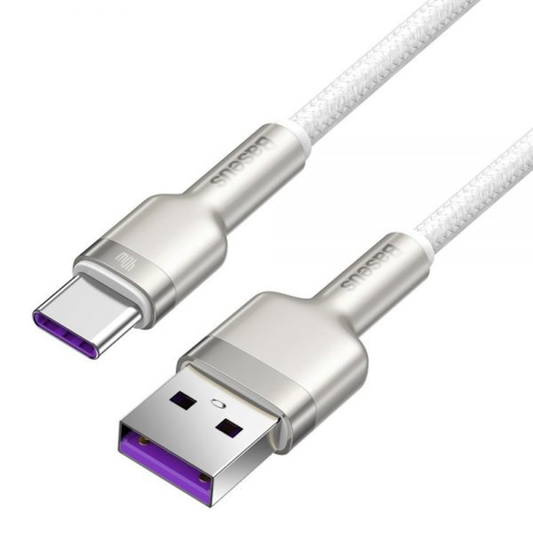 Кабель USB BASEUS Cafule USB - Type-C 5A 1м Белый (CATJK-A02)