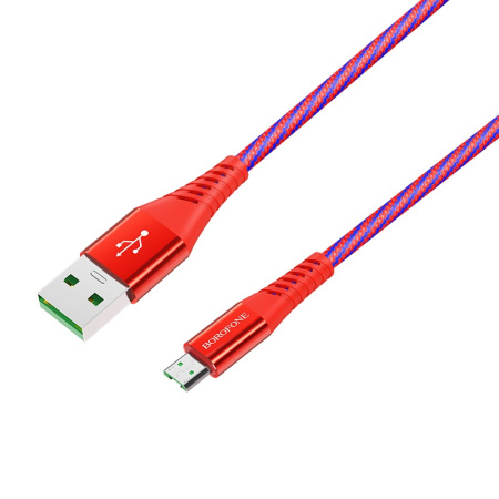 Кабель USB BOROFONE BU13 Craft, USB - MicroUSB, 4А, 1.2 м, красный, поддержка OPPO VOOC