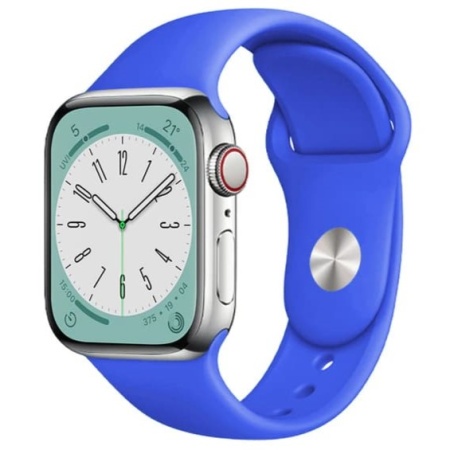 Ремешок силиконовый Sport для Apple Watch 42/44/45/49 мм, 235мм, на кнопке, синяя волна