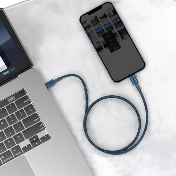 Кабель USB-C BASEUS High Density Braided, Type-C - Lightning, 20W, 2 м (CATLGD-A03) синий