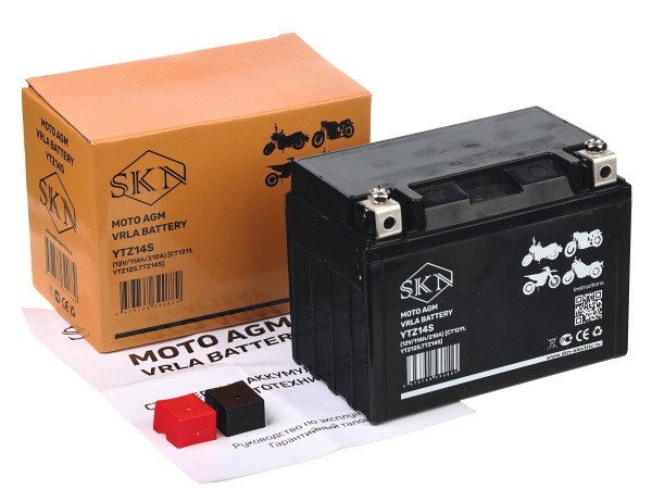 Аккумулятор стартерный для мототехники SKN YTZ14S (12V/11Ah/210A) [CT 1211, YTZ12S,TTZ14S]